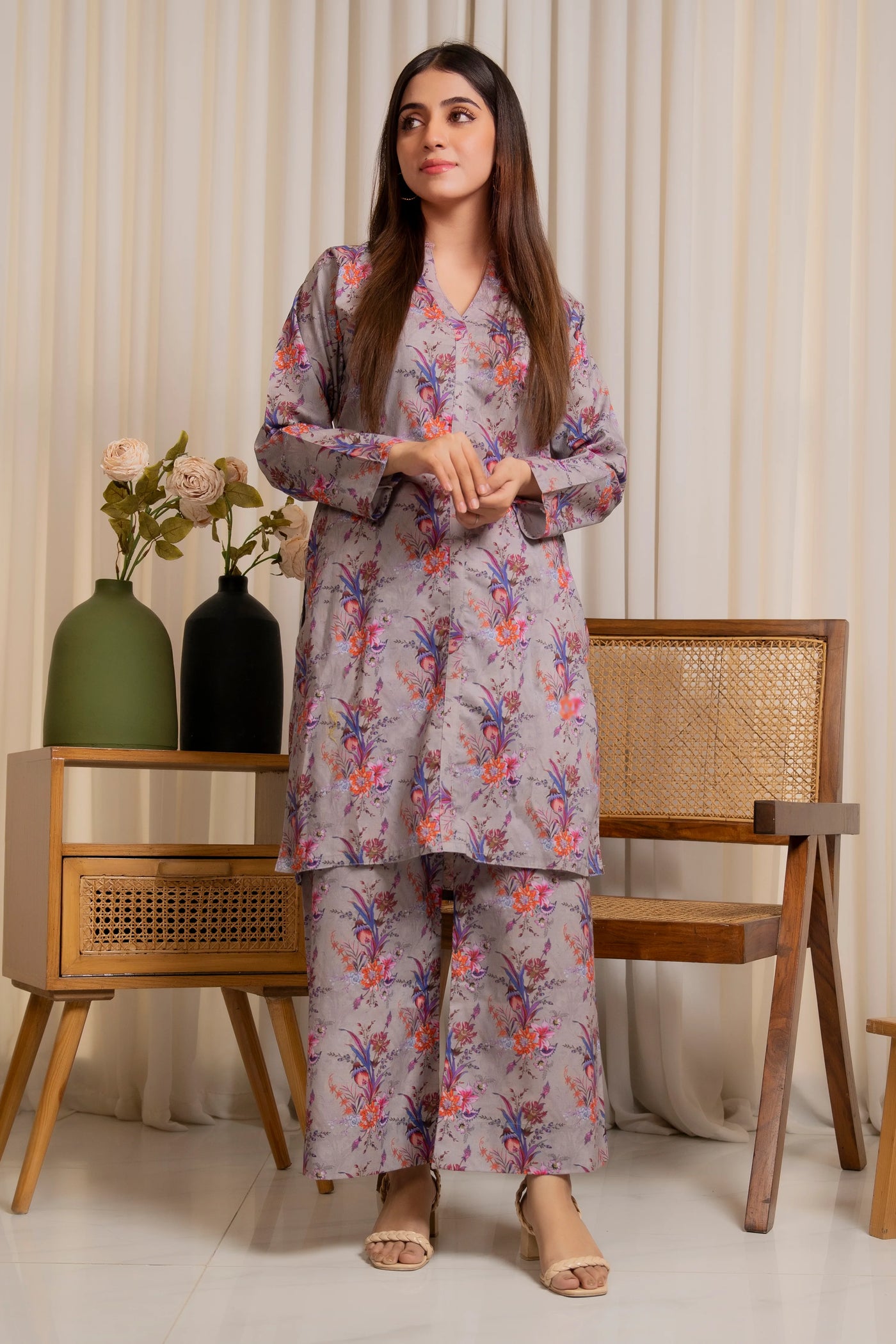 2-Piece Floral Printed Unstitched