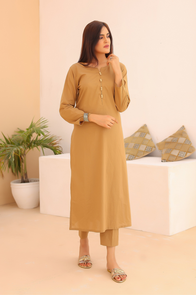 2-Piece Solid Cambric Stitched