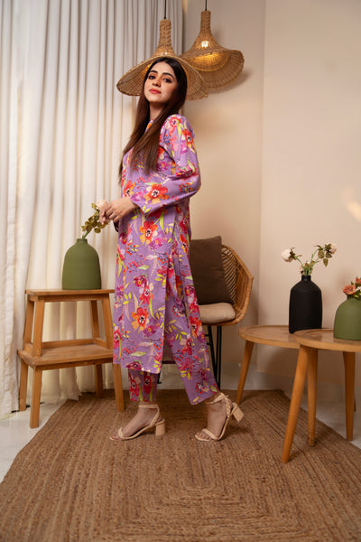 2-Piece Floral Printed Unstitched