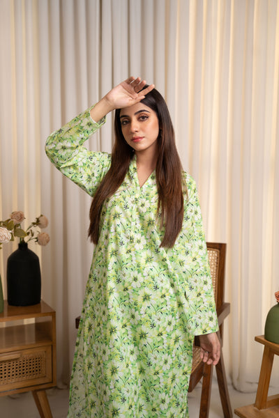 2-Piece Floral Printed Stitched
