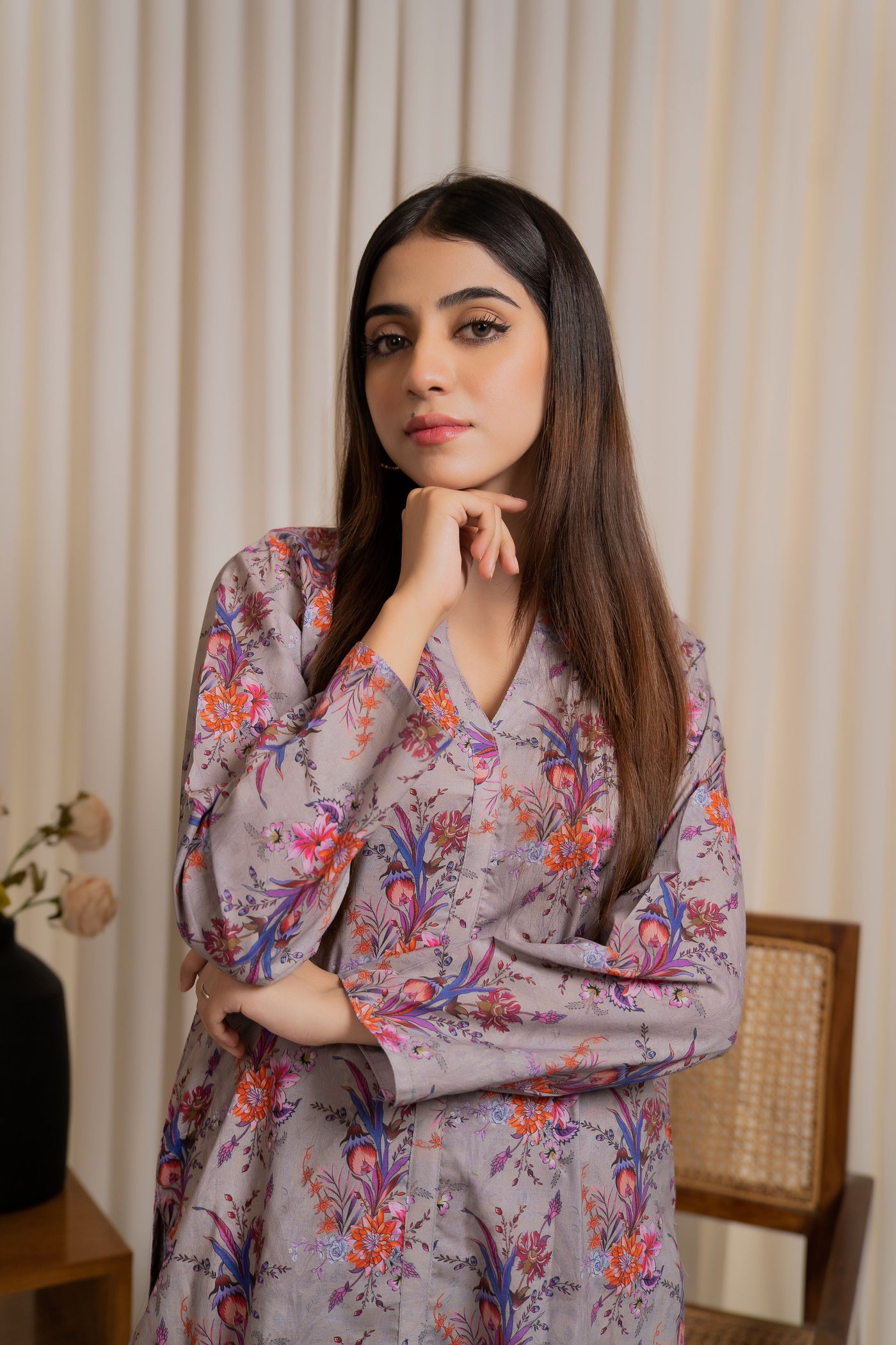 2-Piece Floral Printed Unstitched
