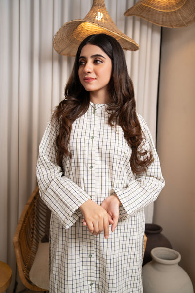 2-Piece Checker Printed Stitched