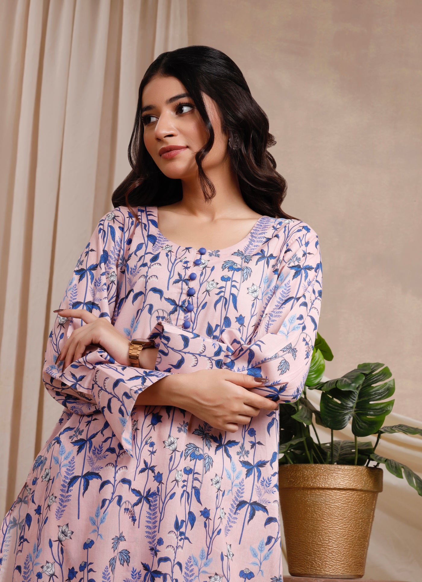 2-Piece Printed Cotton Stitched