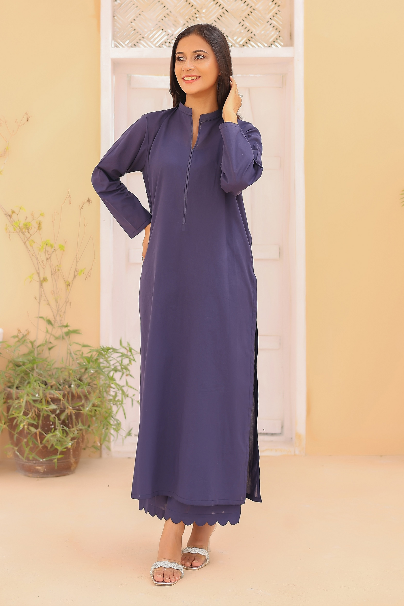 2-Piece Solid  Cambric Stitched