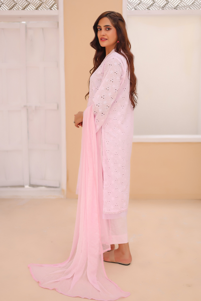 3-Piece Embroidered Chikankari Stitched