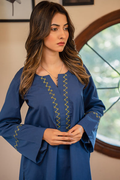 2-Piece Embroidered Cambric Stitched