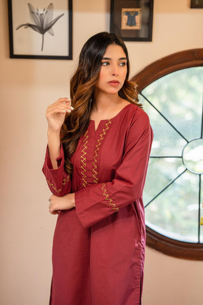 2-Piece Embroidered Cambric Stitched