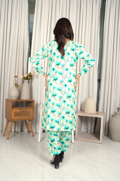2-Piece Floral Printed Stitched
