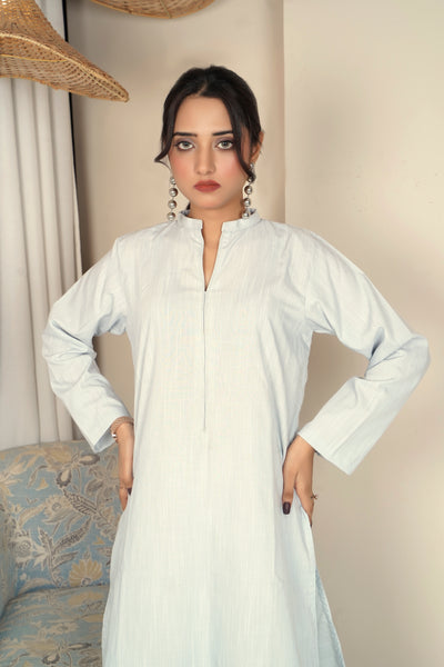 2-Piece Solid Light Blue Stitched