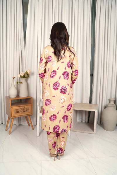 2-Piece Floral Printed Stitched