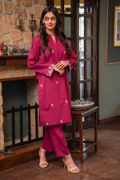 2-Piece Embroidered Cotton Stitched